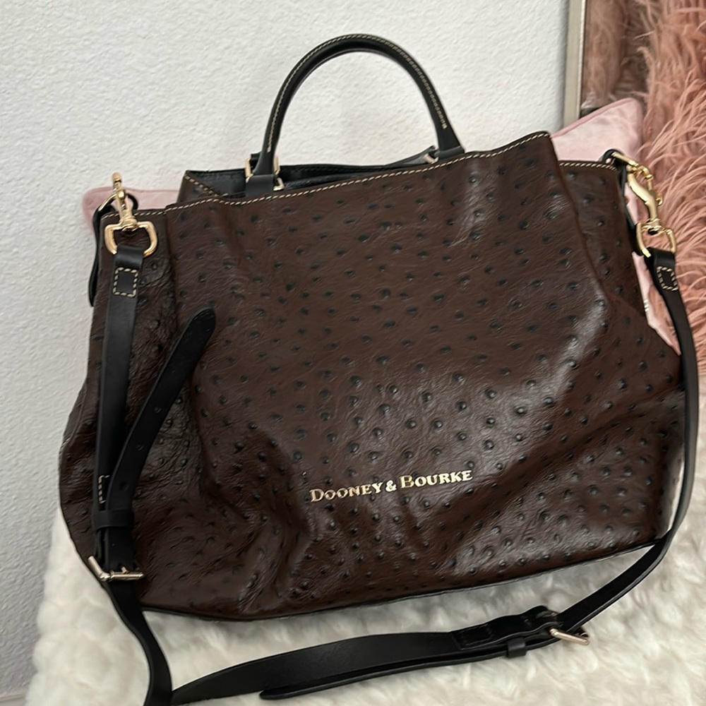 Dooney & Bourke Ostrich Large Barlow Bag Brown